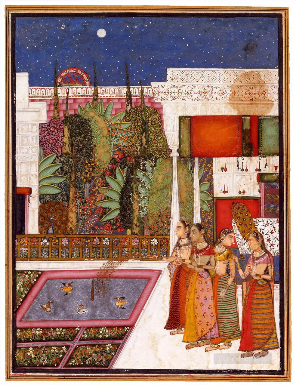 Four Women in a Palace Garden from India Oil Paintings